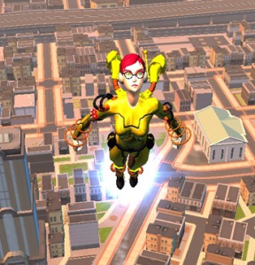 One of my champions using jet boots to navigate Millennium City.